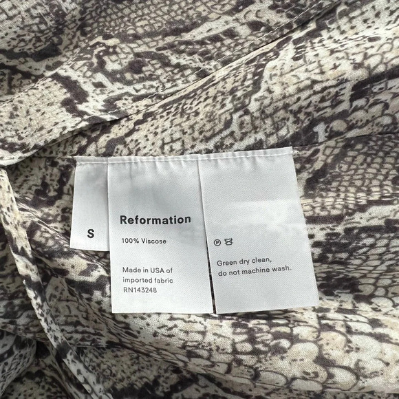 Reformation‎ Jaz Python Snake Print Wrap Midi Dress Gray Size Small - Picture 12 of 12